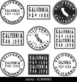 California San Jose Round Seal Map Design Stock Vektor