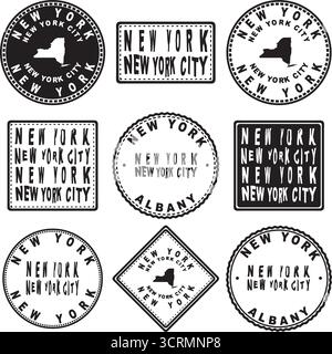 New York New York City Round Seal Map Design Stock Vektor