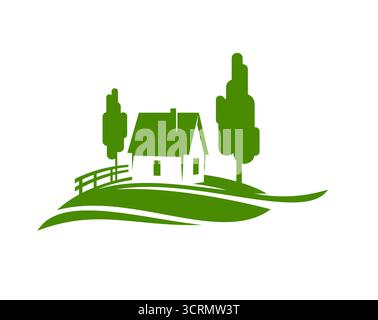 Country Eco House Icon, Bungalow oder Cottage Haus Stock Vektor