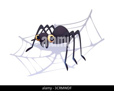 Cartoon Halloween Spinnenkenner in Spinnennetz Stock Vektor