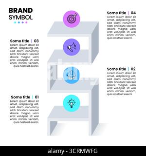 Infografik-Vorlage mit Symbolen und 4 Optionen oder Schritten. Kann für Workflow-Layout, Diagramm, Banner, webdesign verwendet werden. Vektorgrafik Stock Vektor