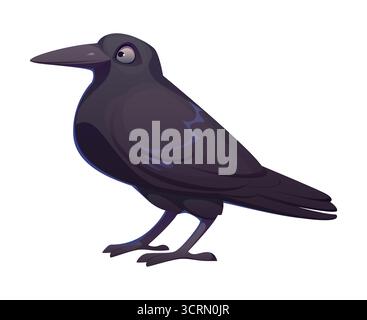 Halloween-Cartoon-Raben oder Horror-Feiertagsmonster, Vektorfigur. Happy Halloween-Feiertag-Trick oder -Treat-Nacht-Symbol für Hexenvogel-Haustier, schwarzen Rave Stock Vektor