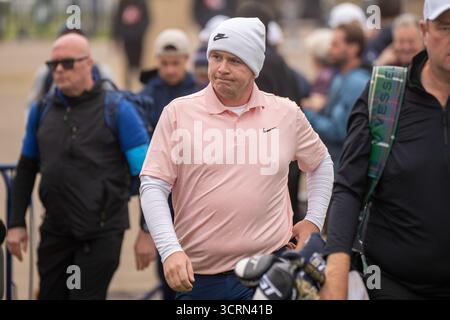 Carnoustie, Schottland. Oktober 2025. Schottlands Robert MacIntyre vor der ersten Runde der Alfred Dunhill Links Championship. Quelle: Tim Gray/Alamy Live News Stockfoto