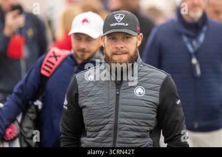 Carnoustie, Schottland. Oktober 2025. Englands Tyrrell Hatton vor der ersten Runde der Alfred Dunhill Links Championship. Quelle: Tim Gray/Alamy Live News Stockfoto