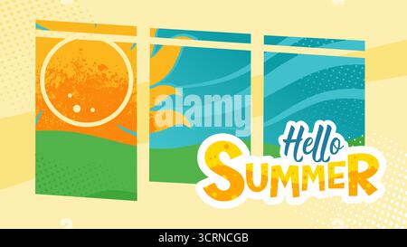 Hallo Sommer Banner Vektor Illustration Stock Vektor
