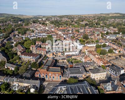 Luftaufnahme von Lewes Town, East Sussex, England Stockfoto
