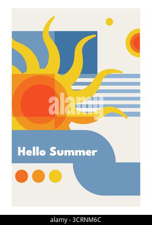 Hallo Sommer Sonne Poster Vektor Illustration Stock Vektor