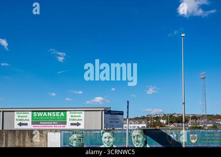 Flutlichter und steht im Swansea Cricket and Football Club Stockfoto