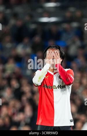 Rotterdam, Niederlande. Oktober 2025. Rotterdam - Ayase Ueda of Feyenoord im zweiten Spiel der UEFA Europa League 2025/2026. Das Spiel findet am 2. Oktober 2025 im Stadion Feijenoord de Kuip in Rotterdam statt. Credit: Box to Box Pictures/Alamy Live News Stockfoto