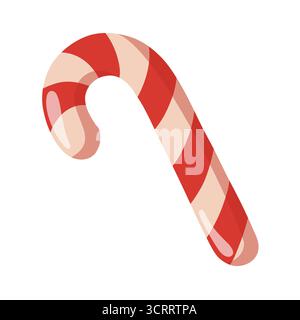 Niedlicher, roter und weißer Zuckerrohr in Zeichentrick. Handgezeichneter Vektor, isolierte Illustration. Stock Vektor