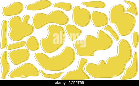 Abstraktes gelbes Vektorset – organische Blob-Symbole für Puzzle-Design, visuelle Erkennung und kreative Layouts Stock Vektor