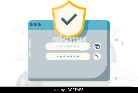 Anmeldeprozess für Konten, Sicherheitskonzept, Anmeldeprozess für Konten in sozialen Medien Stock Vektor