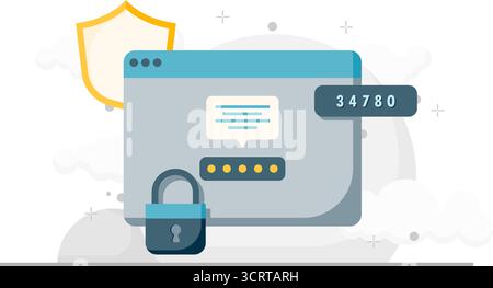 Melden Sie sich mit dem Sicherheitscode und dem Anmeldeformular für die Website an Stock Vektor