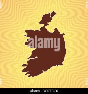 Irland Kartensymbol. Ländliche Form auf leuchtend gestreiftem verlaufendem Hintergrund. Lebendiges Poster in Irland. Fesselnde Vektorillustration. Stock Vektor