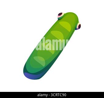 Zeichentrick-Slash-Satzzeichen als süße grüne raupe mit Brillenaugen. Kinder Tierzeichen Alphabet, lustige Zoo Maskottchen Schriftart, Kinder Schriftart, lustige Zeichen Glyphen Typ. Vektor-abc für Kinder Stock Vektor