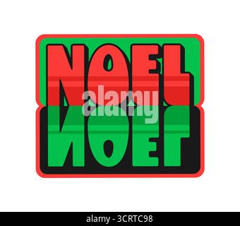 Christmas noel Y2K grooviger Aufkleber oder Aufkleber. Winterfeiertag Retro Patch, Weihnachten groovige Y2K Vektor Aufkleber. Weihnachtliches, flippiges 60er-Label oder festliches Silvester-Vintage-Tag mit flippiger Typografie Stock Vektor