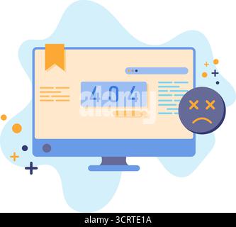 Fehlercode 404 auf dem Computer und problematische Internetverbindung Stock Vektor
