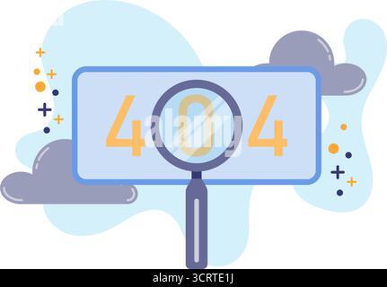 Abbildung von Fehler 404 und Lupe. internetfehlerseite nicht gefunden Stock Vektor