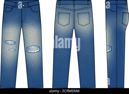 Vektorvorlage Illustration von zerrissenen Jeanshosen Stock Vektor