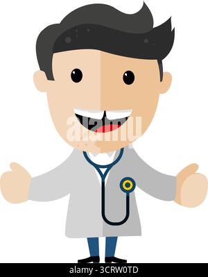 Glückliche Doktor-Charaktervektor-Illustration Stock Vektor