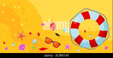 Strand Sand Sommer Zubehör Fahne Vektor Illustration Stock Vektor