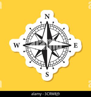 Symbol für Kompassaufkleber in flacher Form. Vektorabbildung von Navigationsgeräten auf isoliertem Hintergrund. Geografische Positionszeichen Geschäftskonzept. Stock Vektor