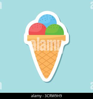 Eisaufkleber im flachen Stil. Leckere Dessert Vektor-Illustration auf isoliertem Hintergrund. Süßes Essen Schild Business Konzept. Stock Vektor