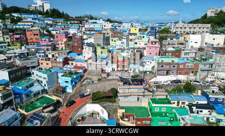 Gamcheon Culture Village in Busan, Südkorea, von oben gesehen Stockfoto