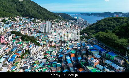 Gamcheon Culture Village in Busan, Südkorea, von oben gesehen Stockfoto
