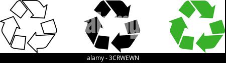 Symbol für Recycling setzen Sie Linie in Schwarz und Grün - Vektorsymbol Stock Vektor