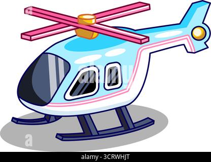 Karikaturhubschrauber im Flug Vektor Illustration isoliertes Design Stock Vektor