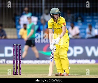 Indore, Indien. Oktober 2025. Holkar Stadium, Indore 1. Oktober 2025: Ellyse Perry aus Australien schlägt während des ICC Frauen-ODI-Weltmeisterschaftsspiels zwischen Australien und Neuseeland im Holkar Stadium in Indore, Indien (Unnati Naidu/SPP) Credit: SPP Sport Press Photo. /Alamy Live News Stockfoto