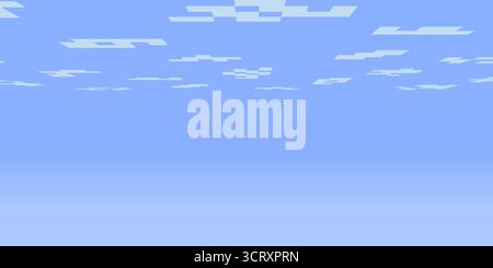Minecraft-Pixelhimmel mit Wolkenhorizont. Blaues nahtloses 8-Bit-Panorama mit Retro-Blockmuster. Lustige Spielerkulisse oder Hintergrundbilder. Abstraktes Fahrzeug Stock Vektor