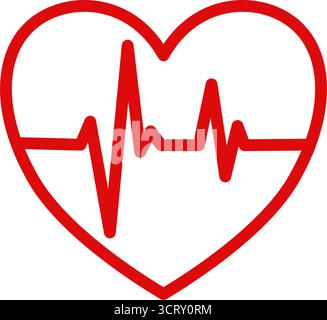 Herz mit Pulslinie – Vektorsymbol Stock Vektor
