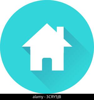 Kreisförmiges Symbol Mit Schatten Im Outline-Stil Des Hauses. Vektorabbildung Stock Vektor