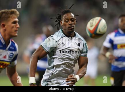 3. Oktober 2025, Kapstadt, Westkap, Südafrika: Ospreys' DAN KASENDE während des United Rugby Championship Matches zwischen den Stormers und Ospreys im Eröffnungsspiel der United Rugby Championship im Kapstadt Stadium in Südafrika. (Kreditbild: © Bertram Malgas/ZUMA Press Wire) NUR REDAKTIONELLE VERWENDUNG! Nicht für kommerzielle ZWECKE! Stockfoto