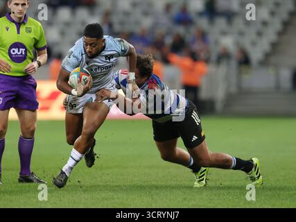 3. Oktober 2025, Kapstadt, Westkap, Südafrika: Ospreys' PHIL COKANASIGA während des United Rugby Championship Matches zwischen den Stormers und Ospreys im Eröffnungsspiel der United Rugby Championship im Cape Town Stadium in Kapstadt, Südafrika. (Kreditbild: © Bertram Malgas/ZUMA Press Wire) NUR REDAKTIONELLE VERWENDUNG! Nicht für kommerzielle ZWECKE! Stockfoto
