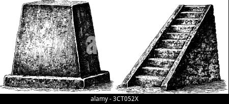 Brutalism-Illustrationsset mit Betonkonstruktionen für Design und Dekoration. Stock Vektor