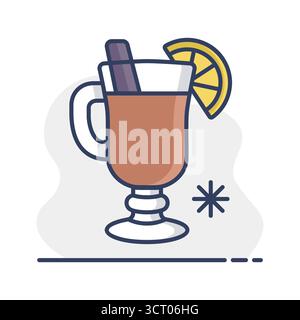 Glühwein mit Orangenscheibe und Zimt-Stick-Vektor isoliert Symbol. Winterschild. Grafik-Symbol für Reise- und Tourismus-Website und Apps-Design, Logo Stock Vektor