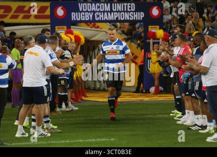 Am 3. Oktober 2025 in Kapstadt, Westkap, Südafrika: Stormers' ADRÃ SMITH während des United Rugby Championship Matches zwischen den Stormers und Ospreys im Eröffnungsspiel der United Rugby Championship im Kapstadt Stadium in Südafrika. (Kreditbild: © Bertram Malgas/ZUMA Press Wire) NUR REDAKTIONELLE VERWENDUNG! Nicht für kommerzielle ZWECKE! Stockfoto