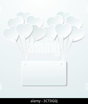Hintergrund mit Ballonform des Herzens und Notizpapier Stock Vektor