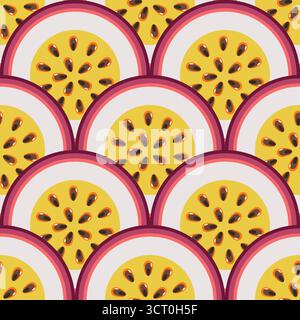 Passion Frucht Scheiben nahtlose tropische Muster Vektor Illustration Stock Vektor