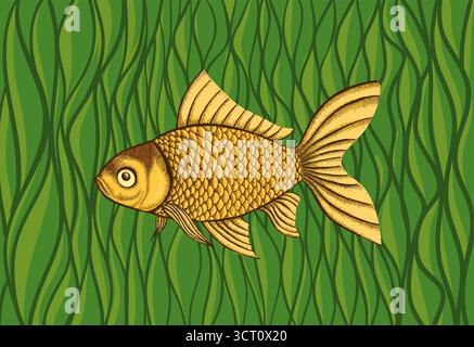 Figur Fisch in grafischer Form, Punkte und Linien. Eine tolle Figur für ein Tattoo Stock Vektor