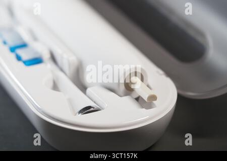 Reinigungswerkzeug-Set in einem Koffer zur Verwendung in der Hygiene Stockfoto