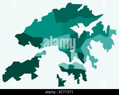 Karte von Hongkong mit Regionen. Eine einfache Karte mit Ländergrenzen und Regioneneinteilung, die in einer blauen Farbpalette dargestellt wird. Stock Vektor