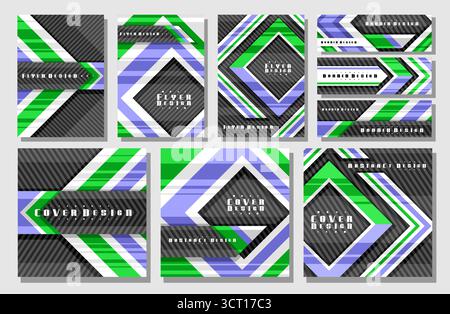 Vektor-Cover und Flyer, Sammlung von dekorativen bunten Mock-up mit leerem Kopierraum für Werbetext auf schwarzem Hintergrund, horizontale Web-Hea Stock Vektor