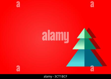 Grüne Farbe Kiefer auf rotem Hintergrund, Papierschnitt des Weihnachtsbaums in der Stille Nacht, Illustration Vektor-Grafik für Winter mit Weihnachten Stock Vektor