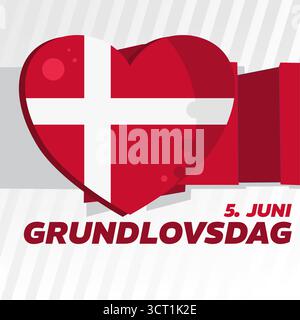 Grundlovsdag dänemark Verfassung Tag Vektor Illustration Stock Vektor