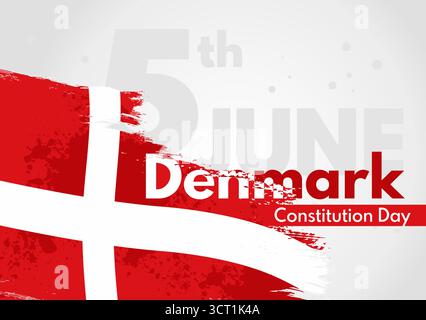 Dänischer Verfassungstag, 5. juni Banner mit Grunge Pinsel streichen dänische Flagge Vektor Stock Vektor