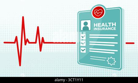 Krankenversicherungspolice Dokument-Banner-Vektor-Illustration Stock Vektor
